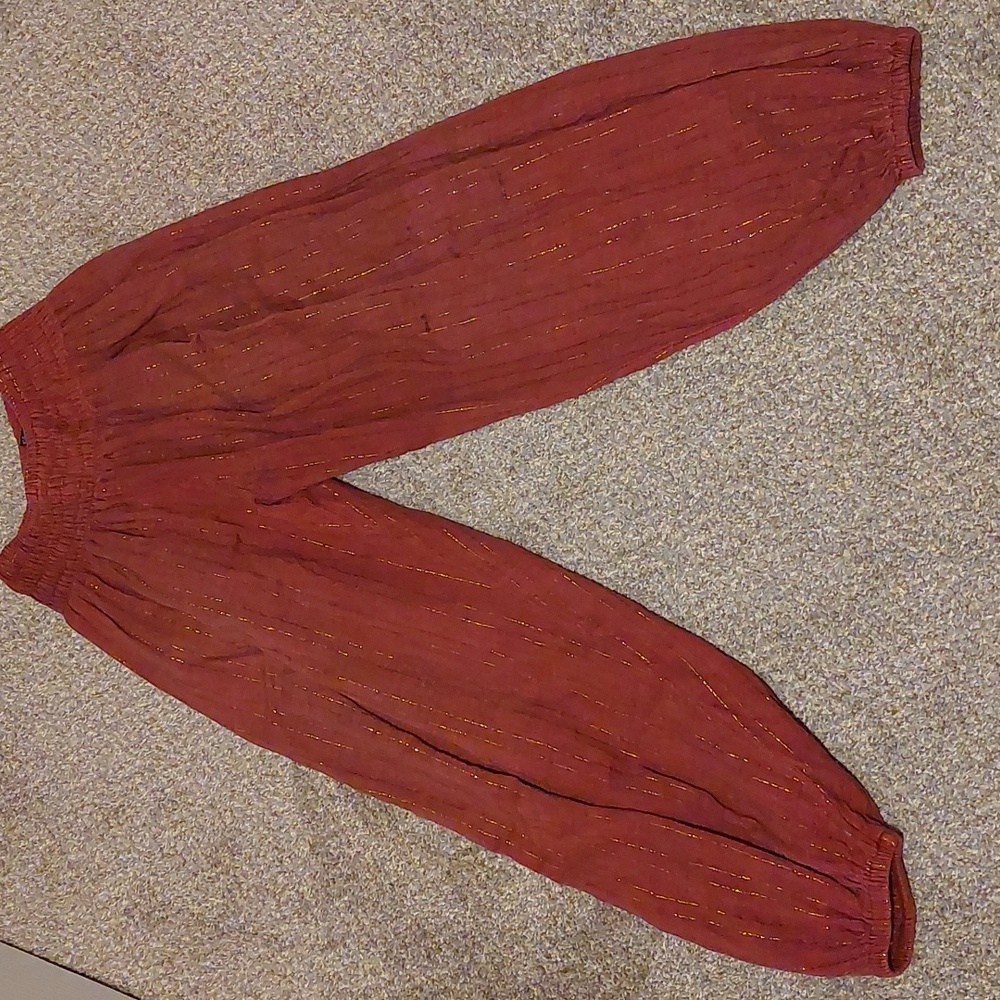 Gold Pinstripe Harem Pants - Picture 2 of 3